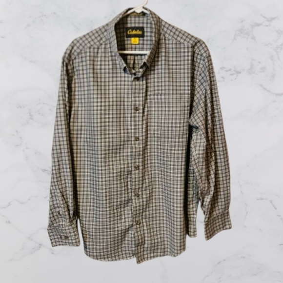 Cabela's Other - Cabela's mens XL long sleeve gray/cream button down shirt